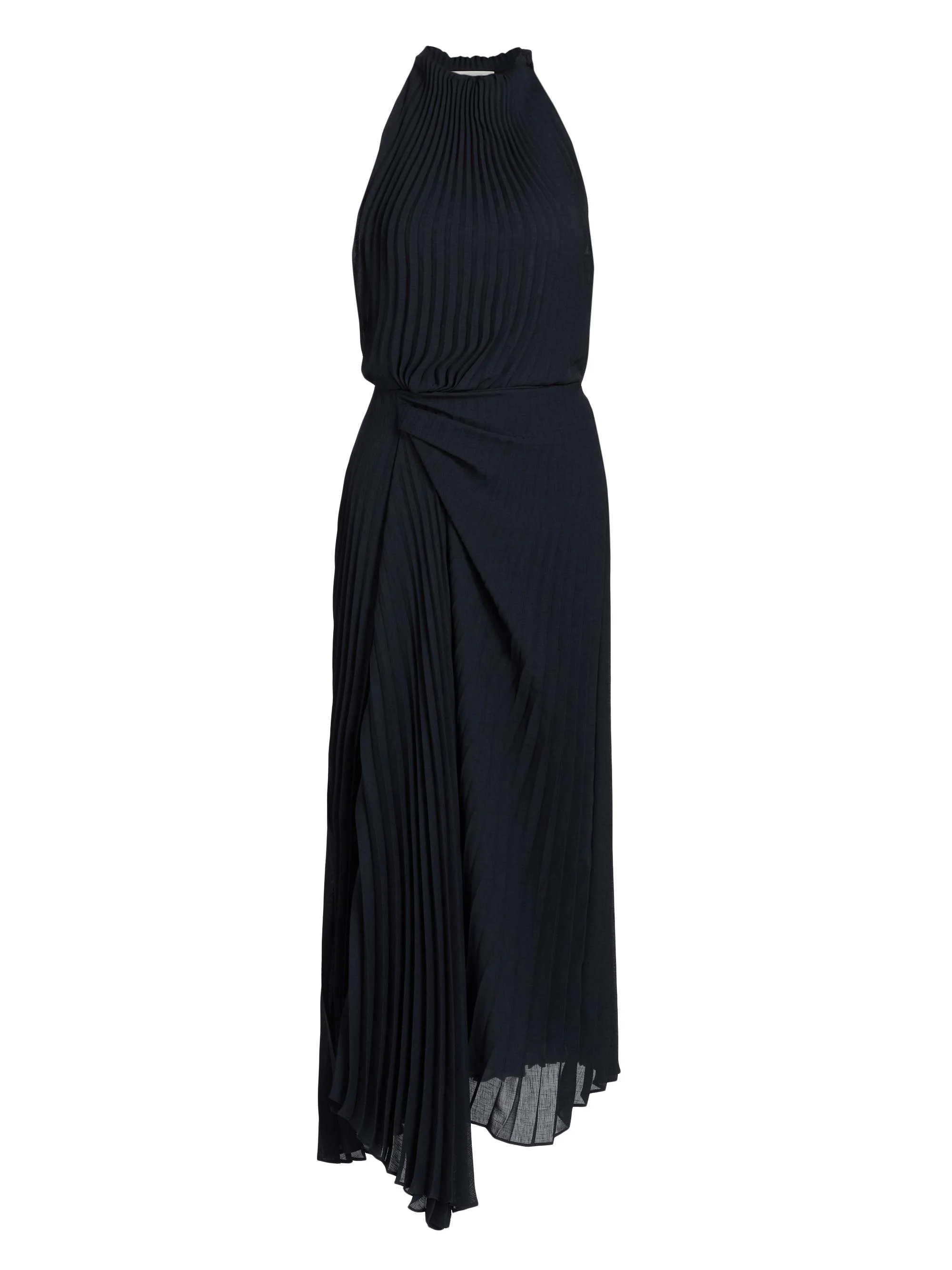 alc navy pleated dress A.L.C. Women's Simona Pleated Asymmetric Dress - Deep Navy