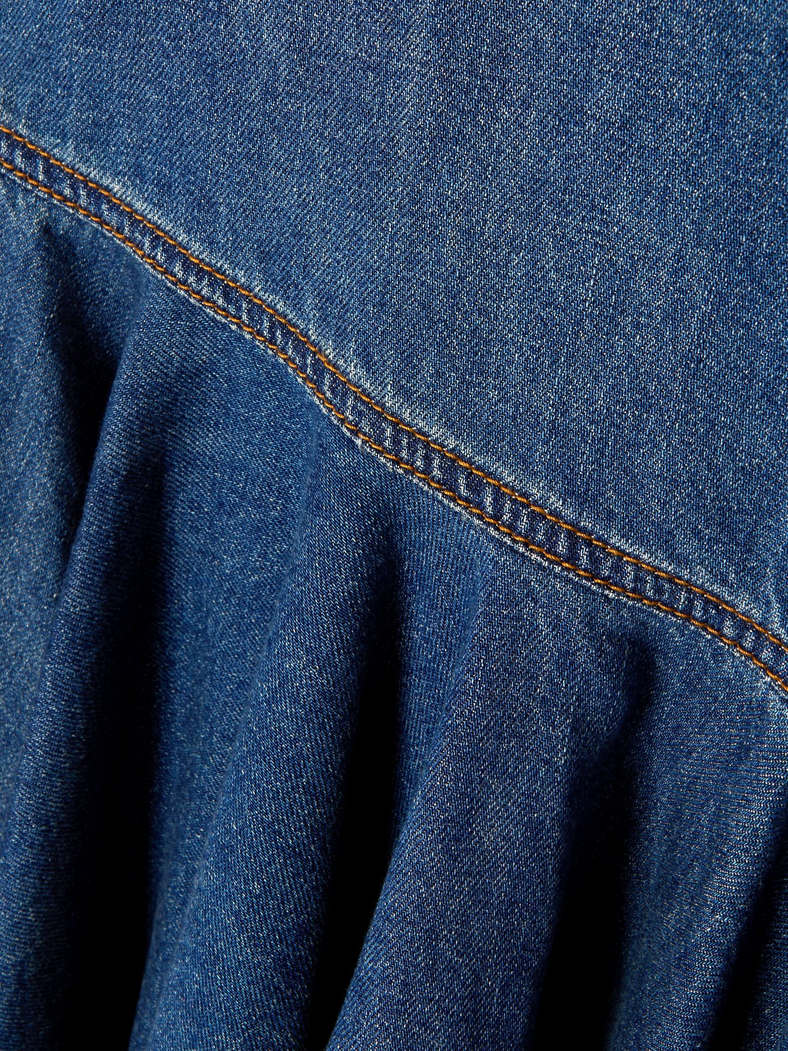 Asymmetric wrap-effect denim mini dress Dark denim - 4