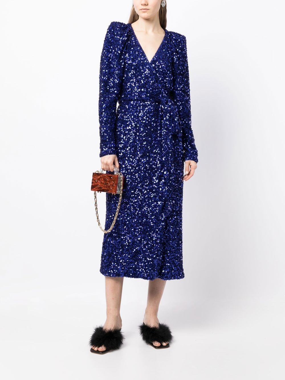 sequin-embellished wrap midi dress - 2