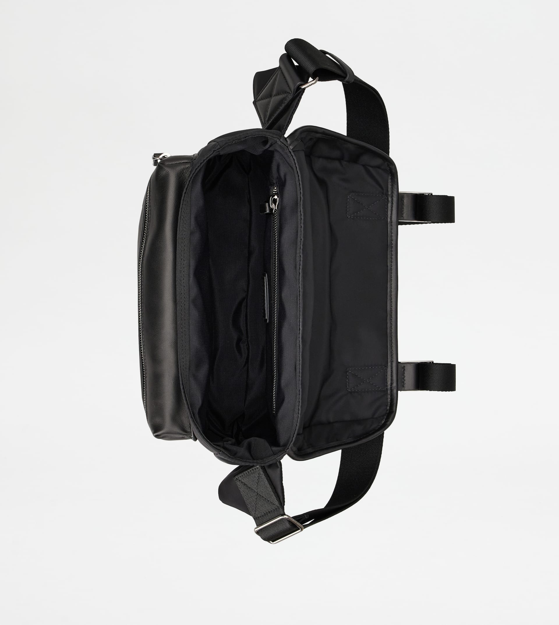 CROSSBODY BAG IN FABRIC AND LEATHER SMALL - BLACK - 6