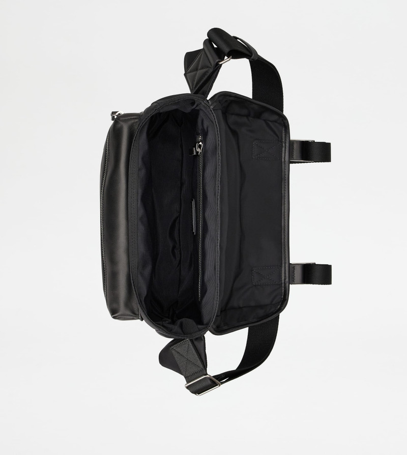 CROSSBODY BAG IN FABRIC AND LEATHER SMALL - BLACK 6