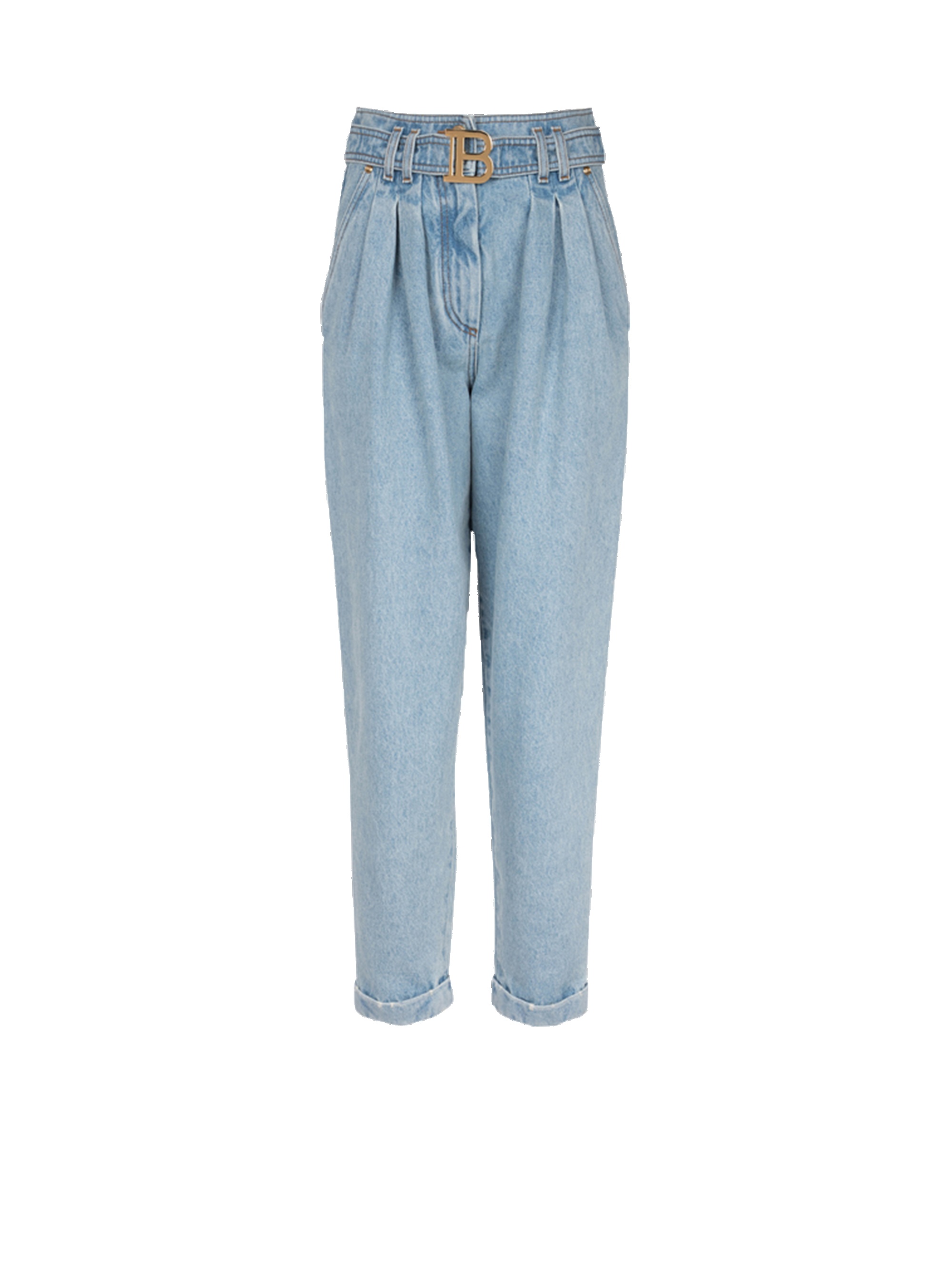 Boyfriend cut eco-designed jeans with Balmain buckle - 1