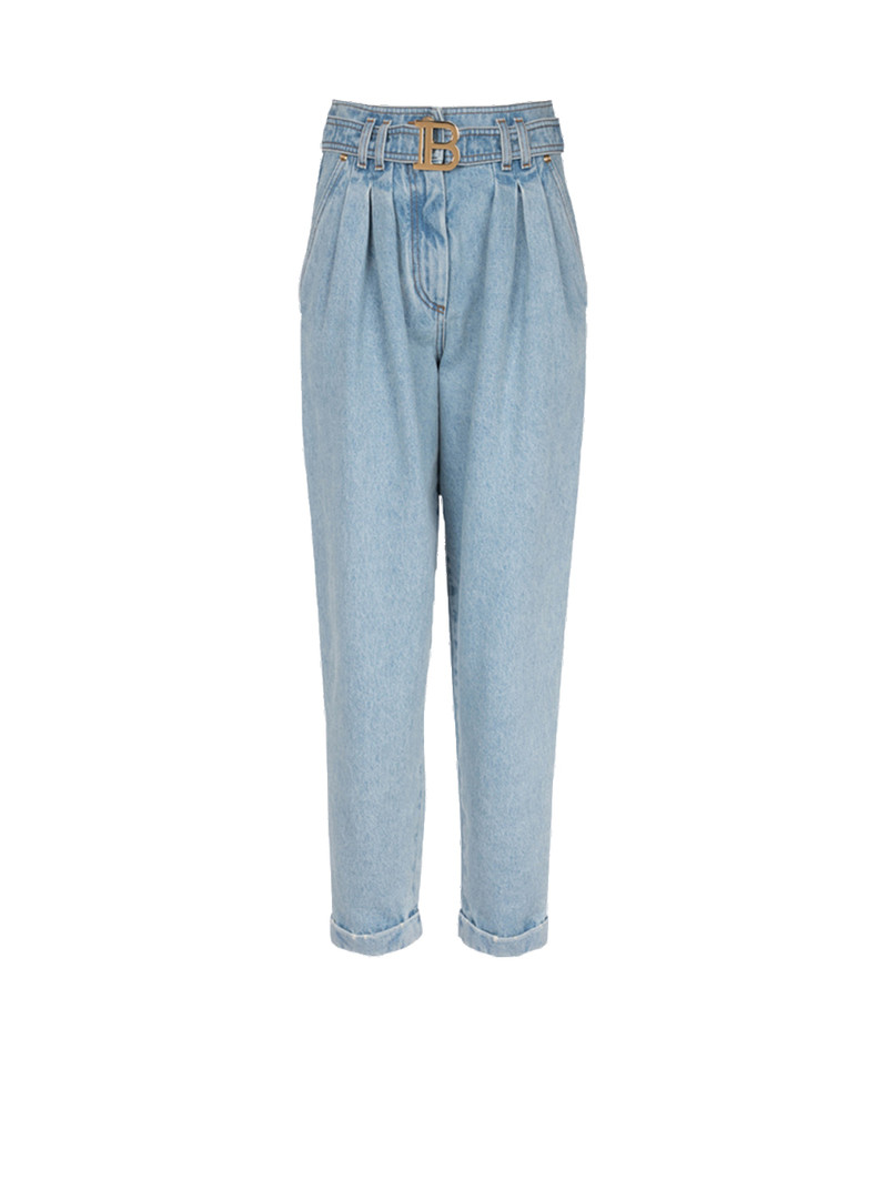 Boyfriend cut eco-designed jeans with Balmain buckle 1