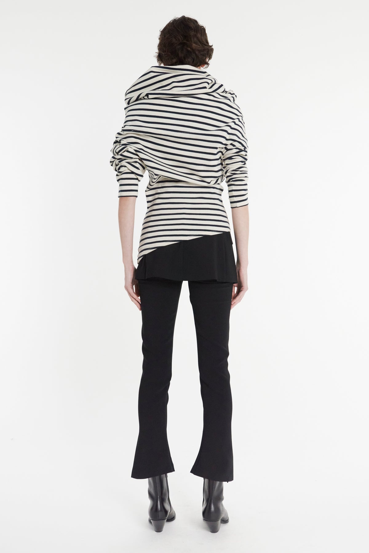 JERSEY COWL NECK DRAPED TOP STRIPE - 3