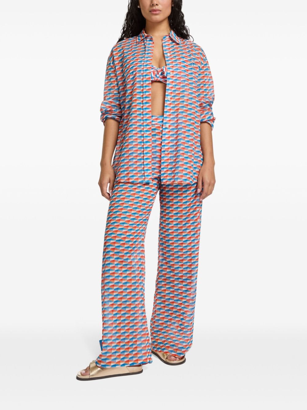 Laren geometric-print cotton trousers - 2
