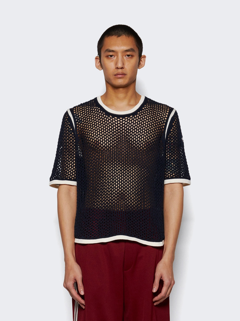 X Wales Bonner Knit Tee Night Navy And Wonder White - 2