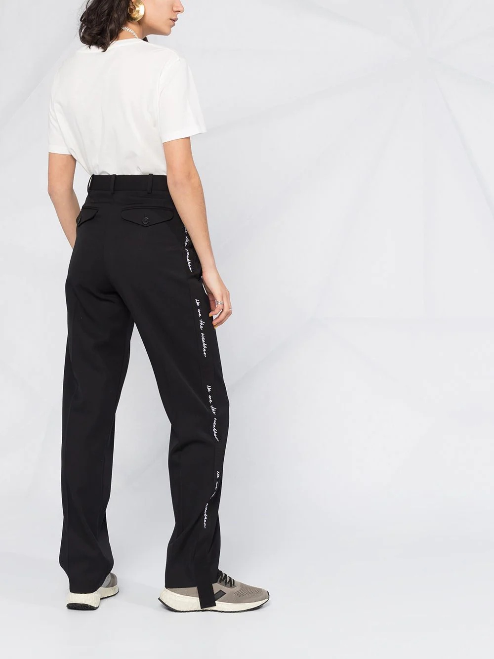 tape detail straight trousers - 6