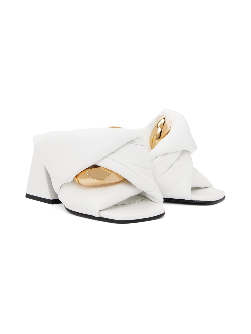 White Chain Twist Mules - 4