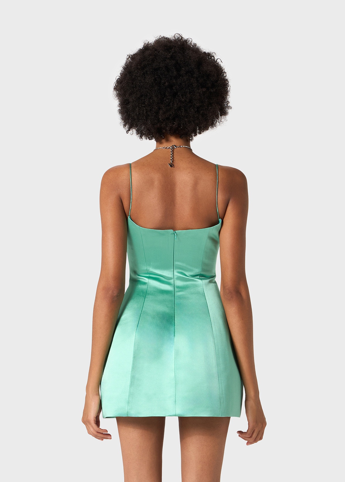 MINI DRESS IN DUCHESSE SATIN WITH SHAPED SKIRT - 4