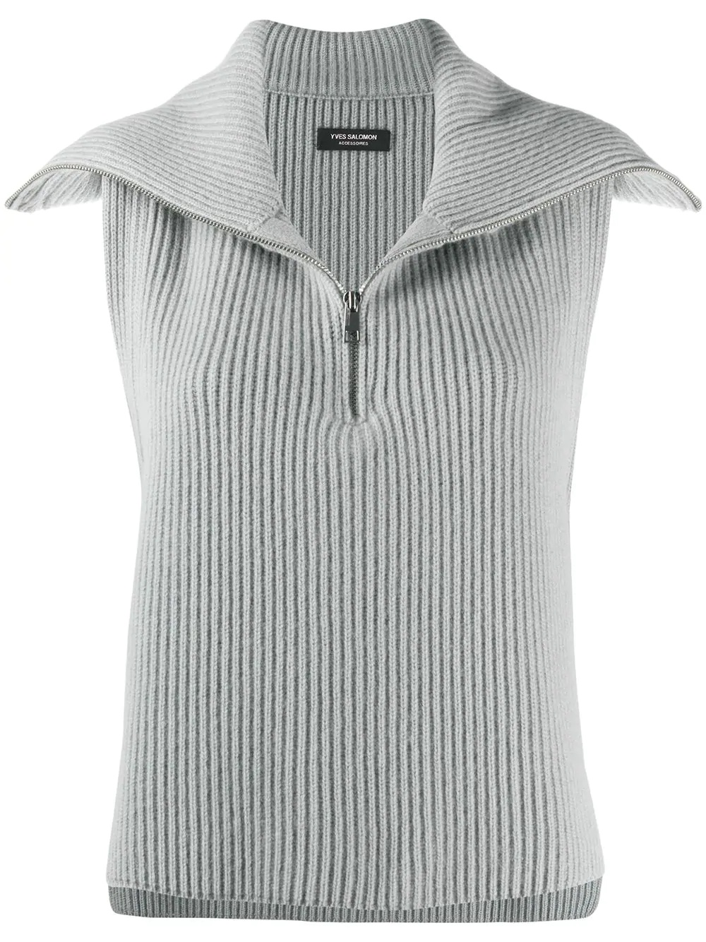 sailor-collar ribbed sweater vest - 1