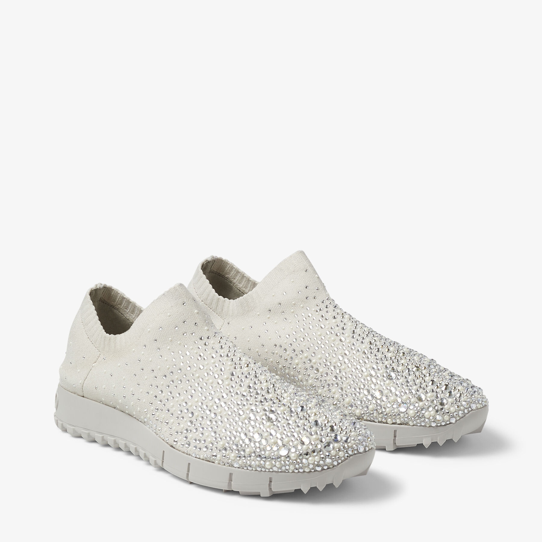 Verona
Pebble Grey Knit Trainers with Dégrade Crystals - 3