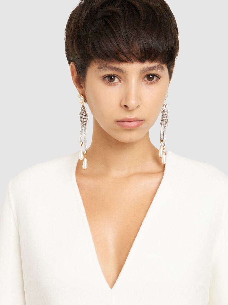 Gaia crystal & faux pearl earrings - 2