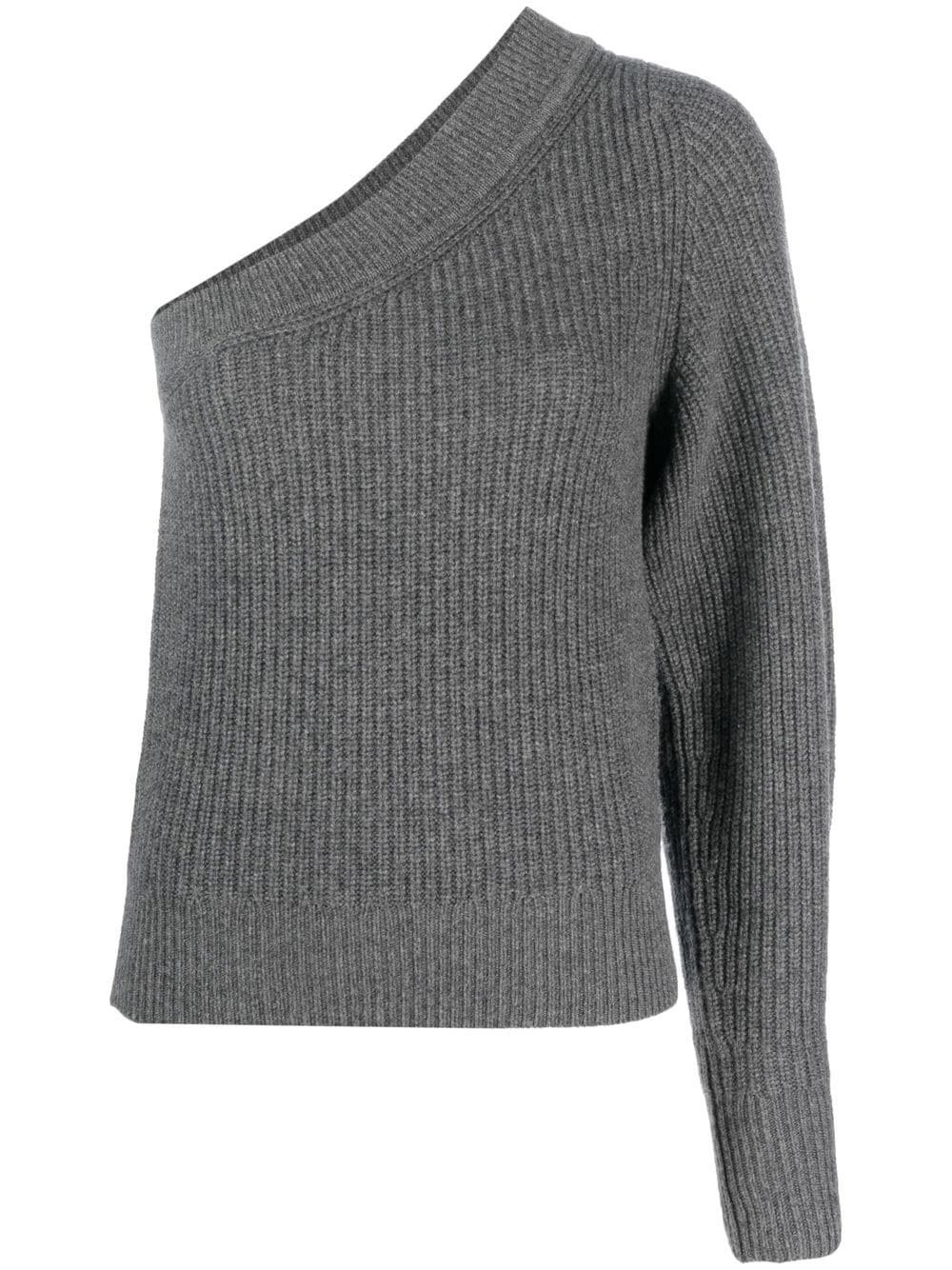 one-shoulder ribbed-knit jumper - 1