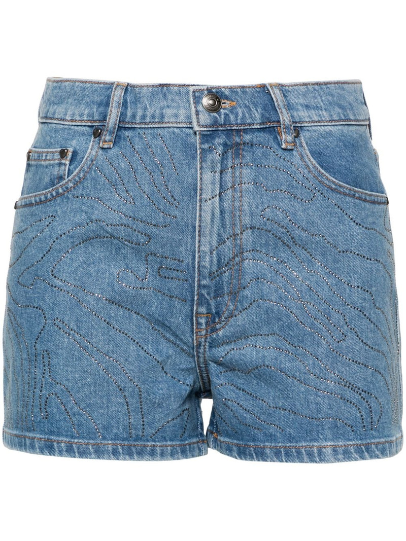 rhinestoned high-rise denim shorts 1