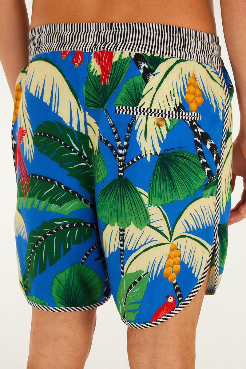 Blue Tropical Island Drawstring Lenzing™ Ecovero™ Viscose Shorts 3