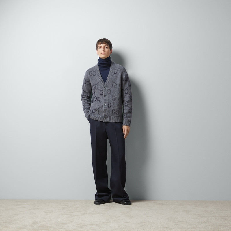 GUCCI Wool cardigan with GG intarsia outlook