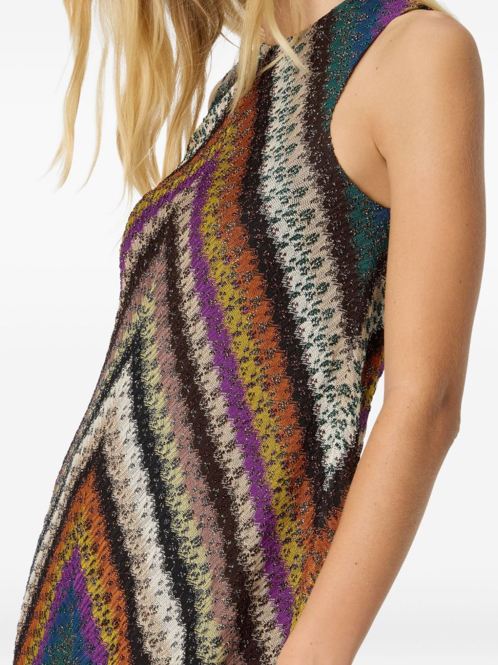 zigzag-pattern sleeveless mini dress - 4