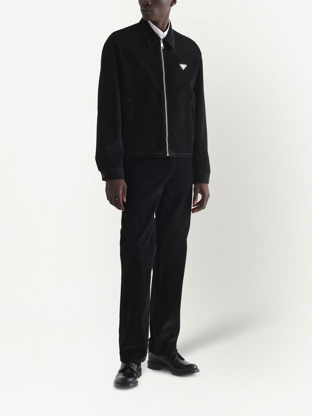 logo plaque velvet bomber jacket - 2