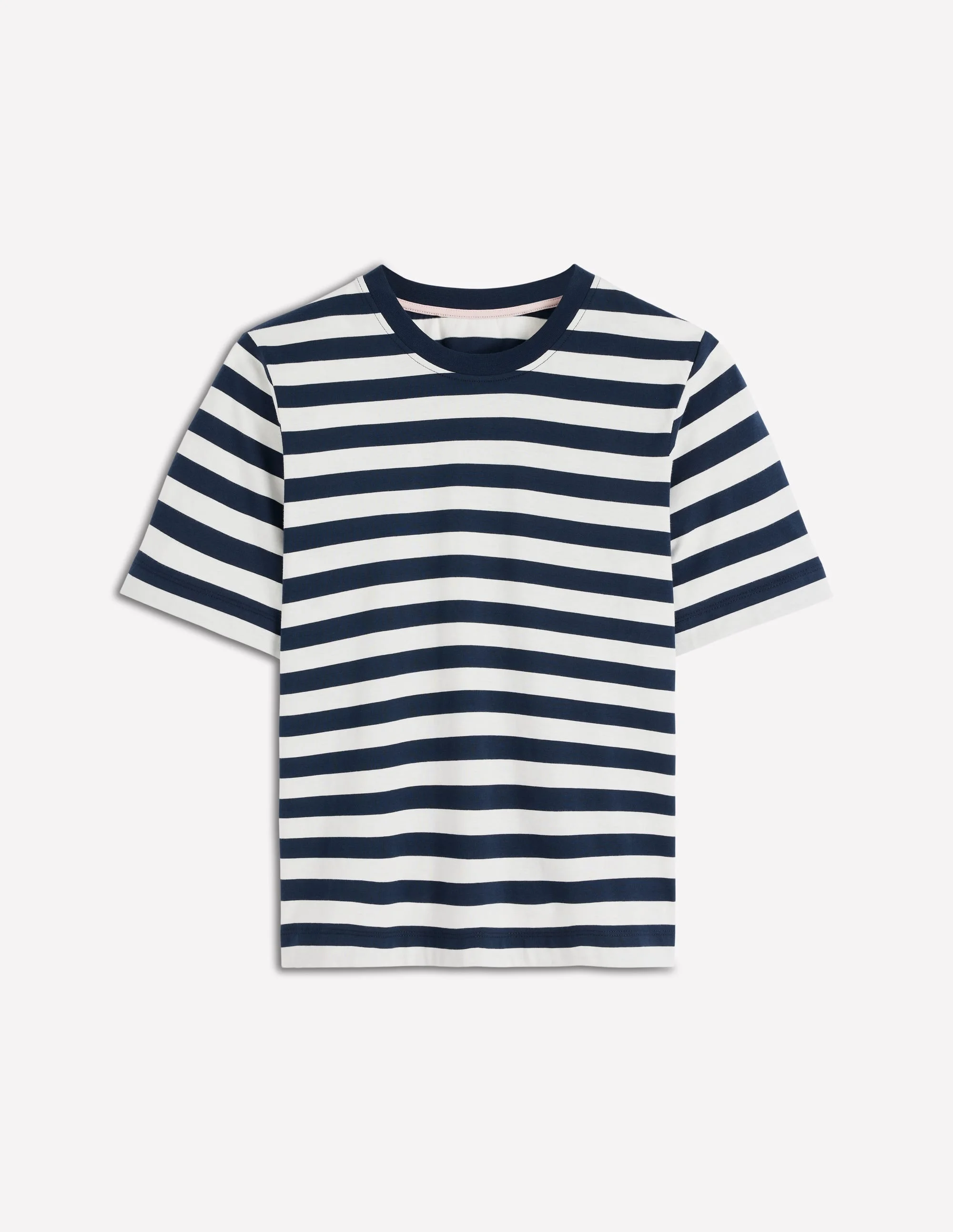 Ren Relaxed Cotton T-shirt-Navy and Ivory Stripe - 1