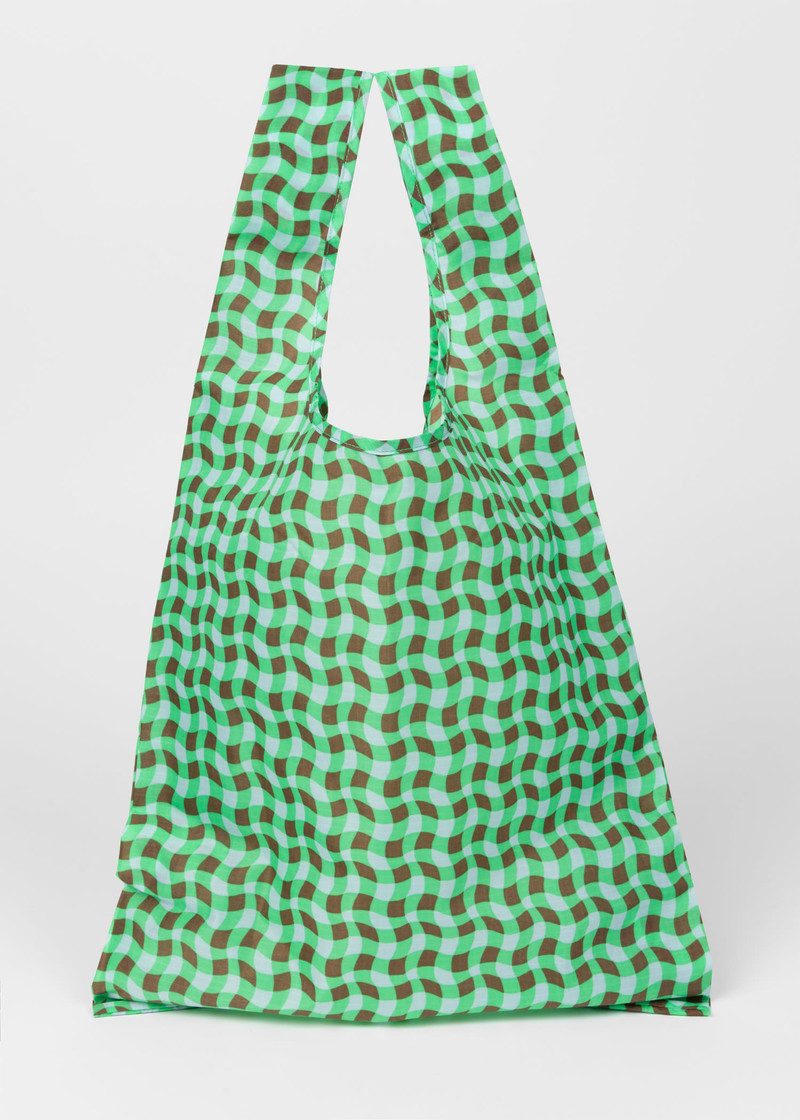 BAGGU Green Wavy Gingham Standard Reusable Bag 4