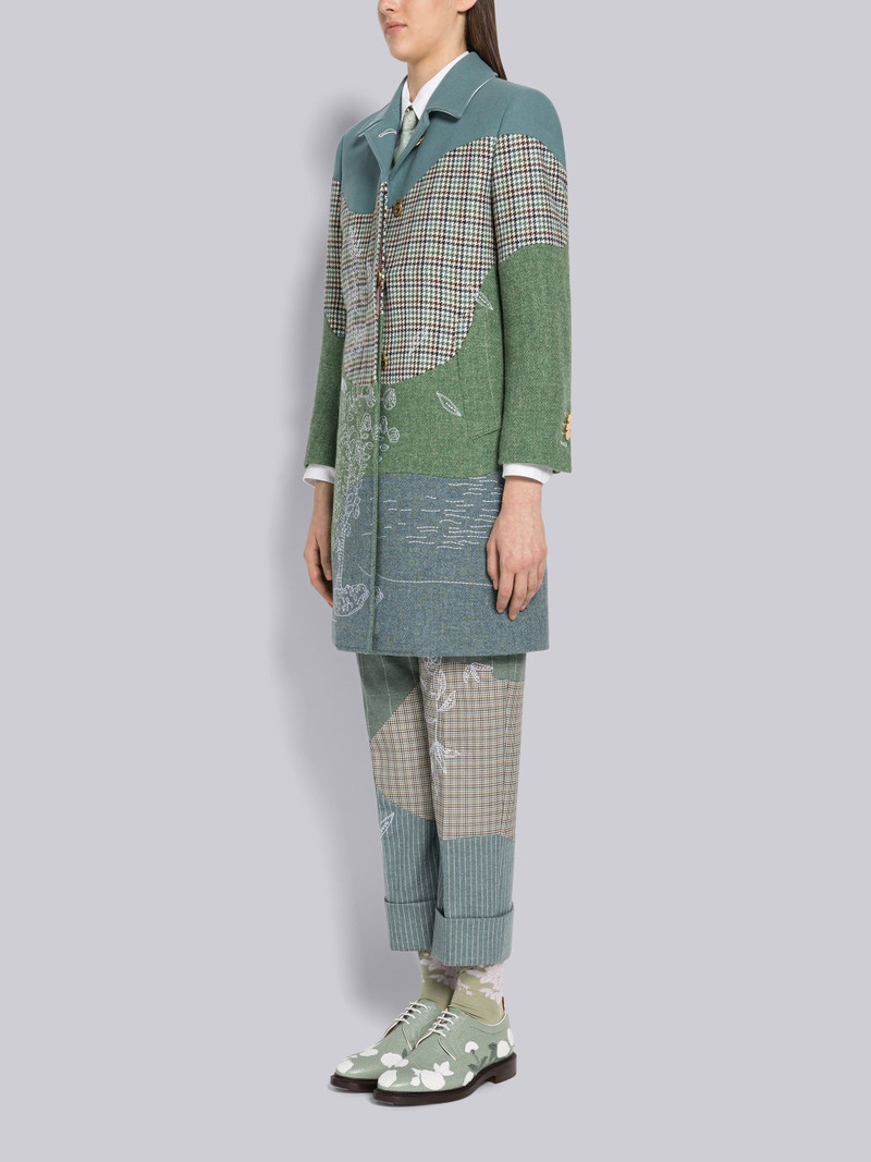 Thom Browne Patchwork Embroidered Bal Collar Overcoat outlook