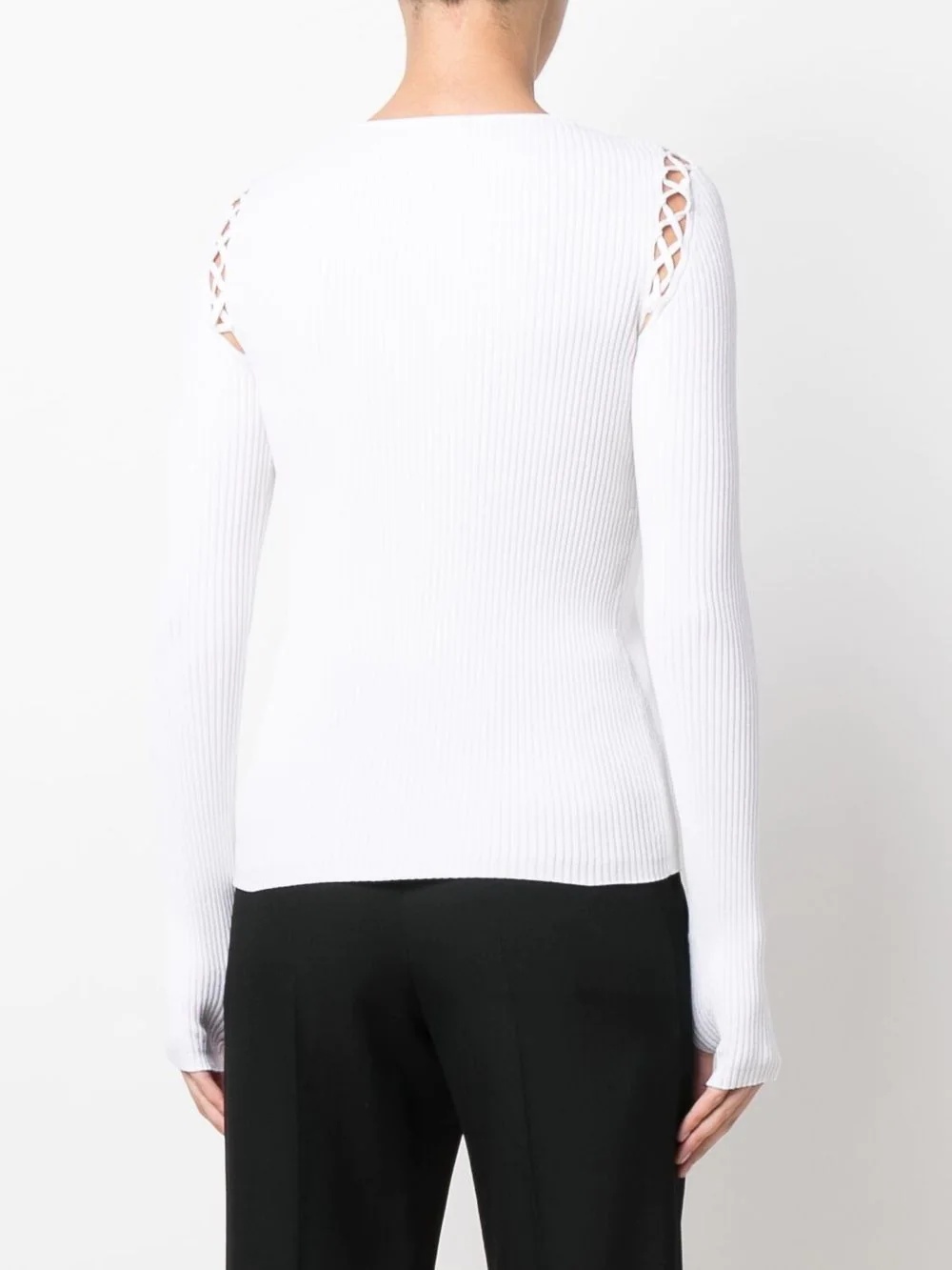 lace-up shoulder detail knit top - 4