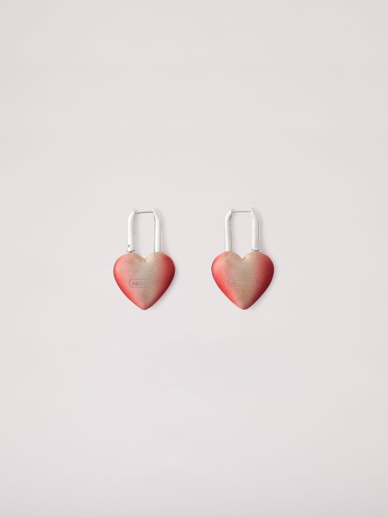 FIRE HEART PADLOCK EARRINGS - 1