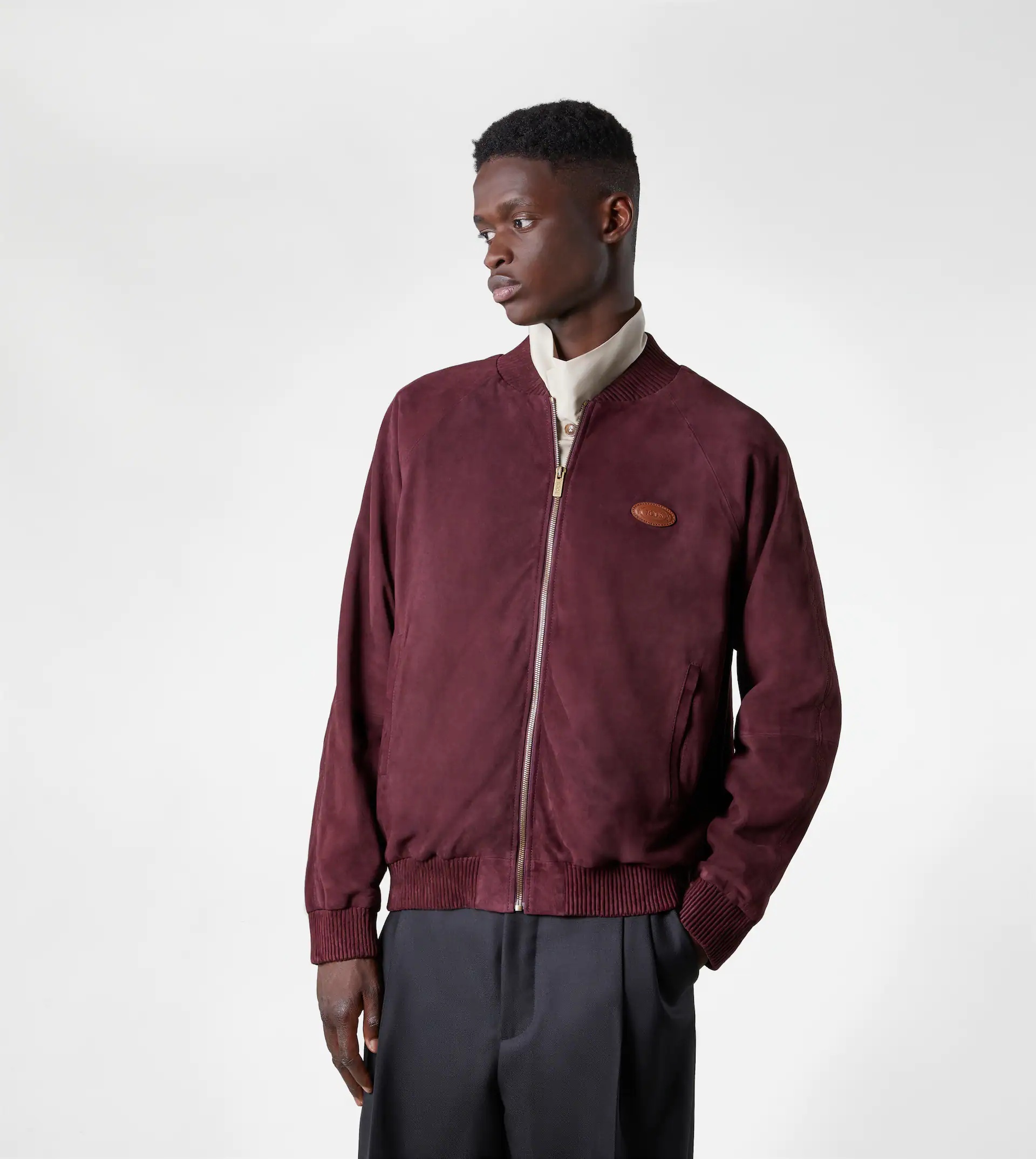 TRACKSUIT JACKET IN SUEDE - BURGUNDY - 11