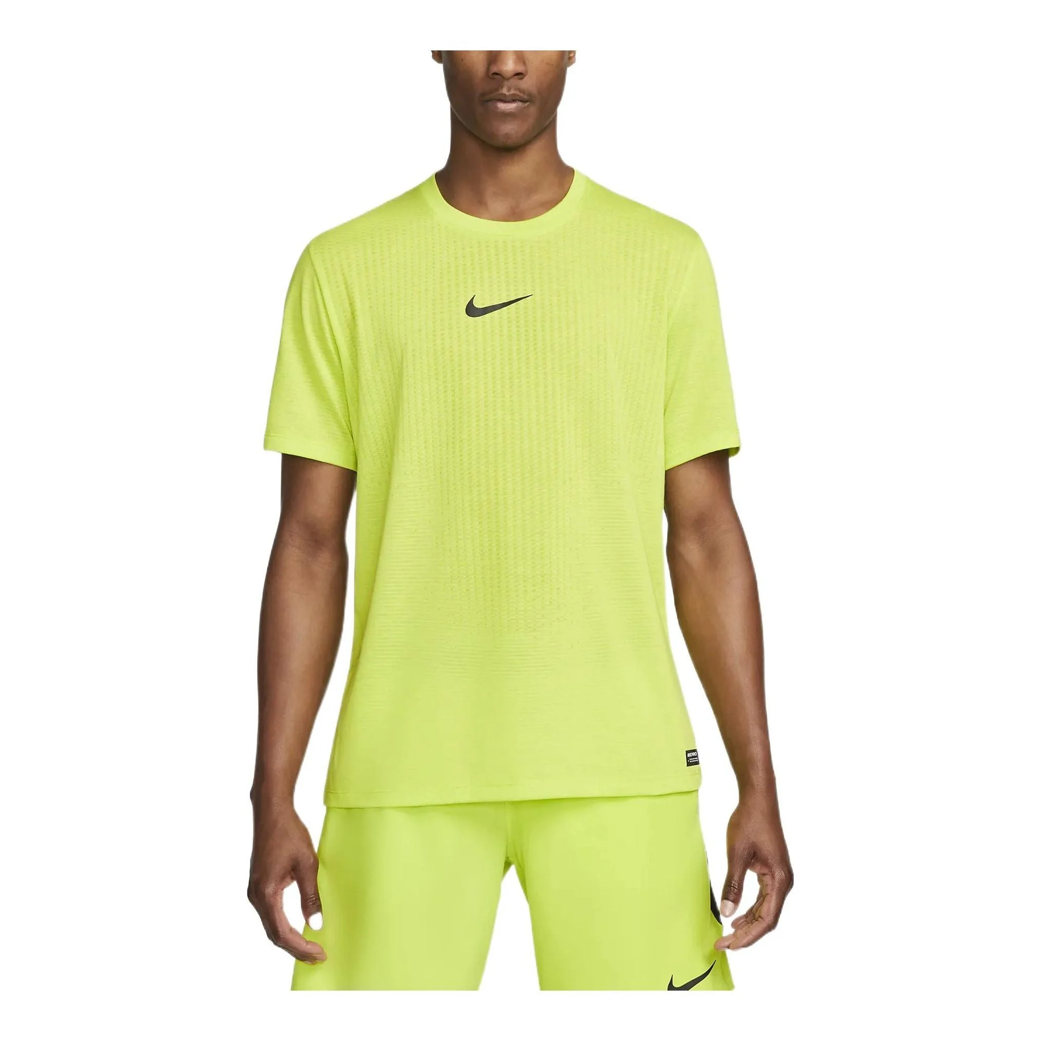 Men's Nike Pro Dri-FIT Adv Training Sports Quick Dry Solid Color Round Neck Short Sleeve Atomic Gree - 1
