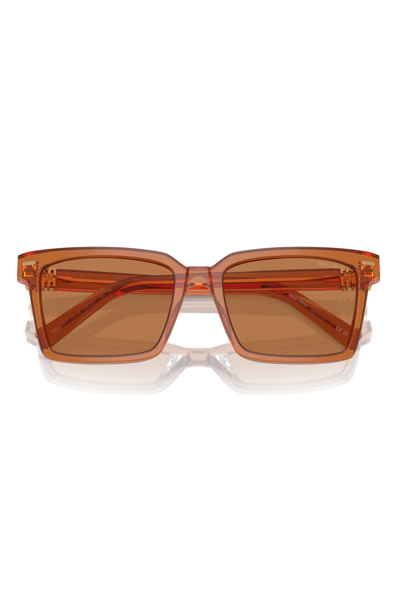 Miu Miu 55mm Rectangular Sunglasses in Brown at Nordstrom - 1