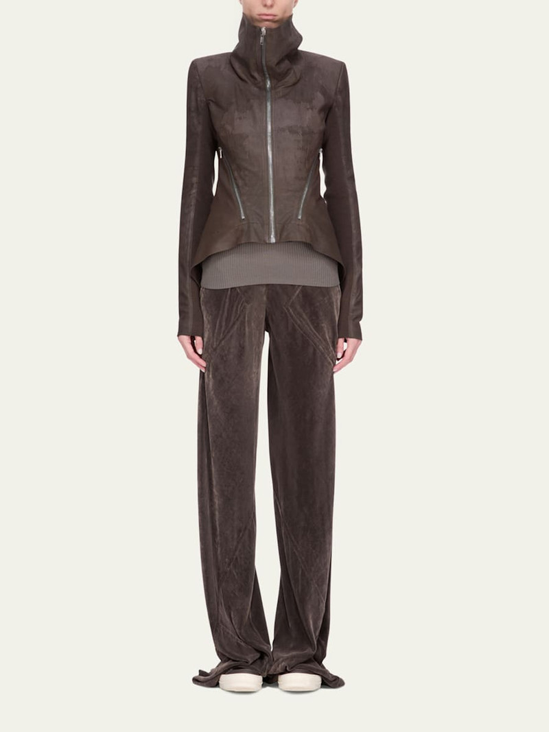 Rick Owens Naska Velvet Zip Biker Jacket outlook