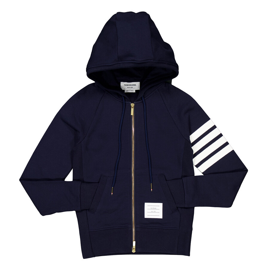 Thom Browne Navy 4-Bar Loopback Full Zip Hoodie - 5