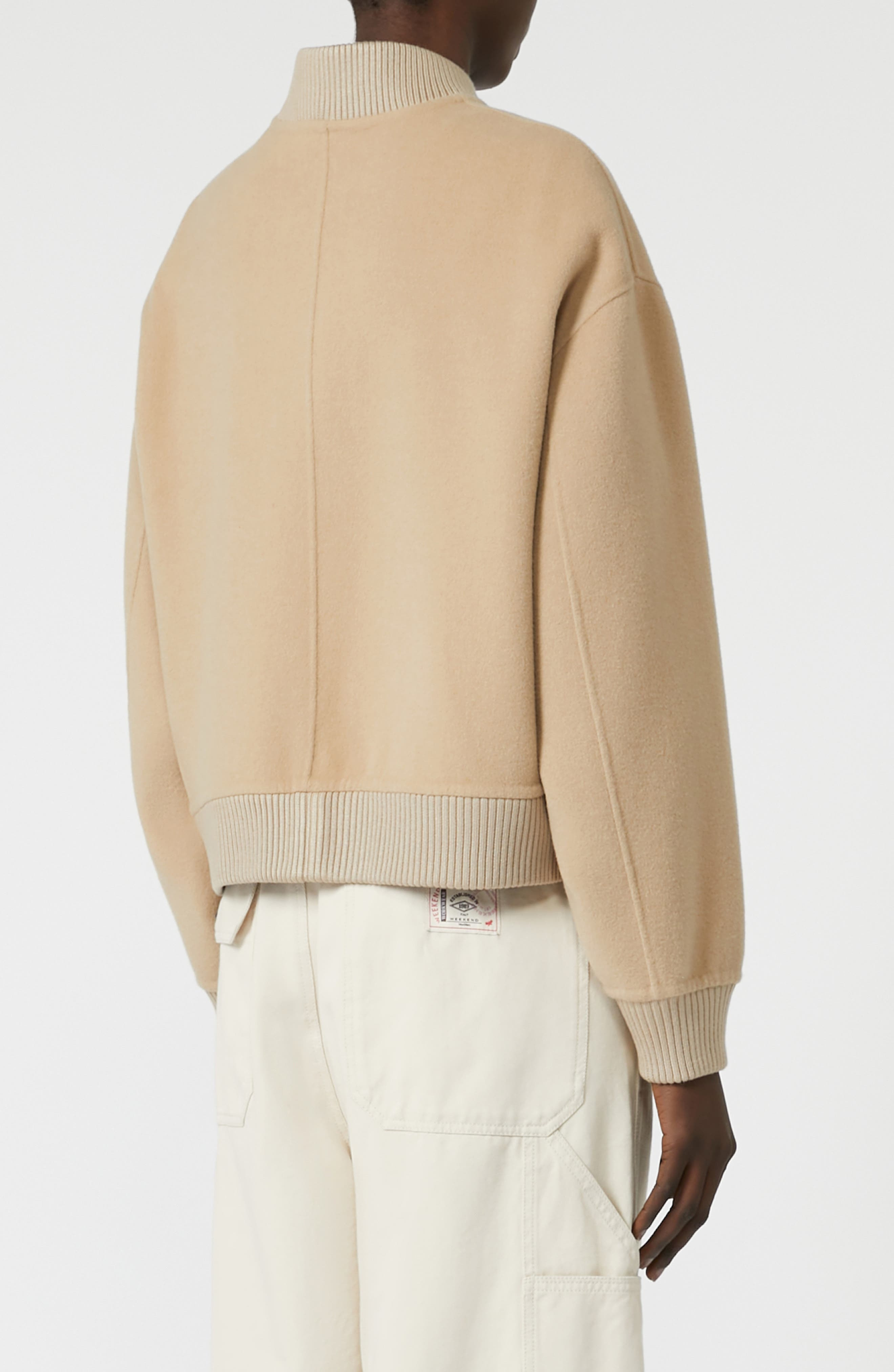 Weekend Max Mara Zelante Virgin Wool Blend Bomber Jacket in Camel at Nordstrom - 2