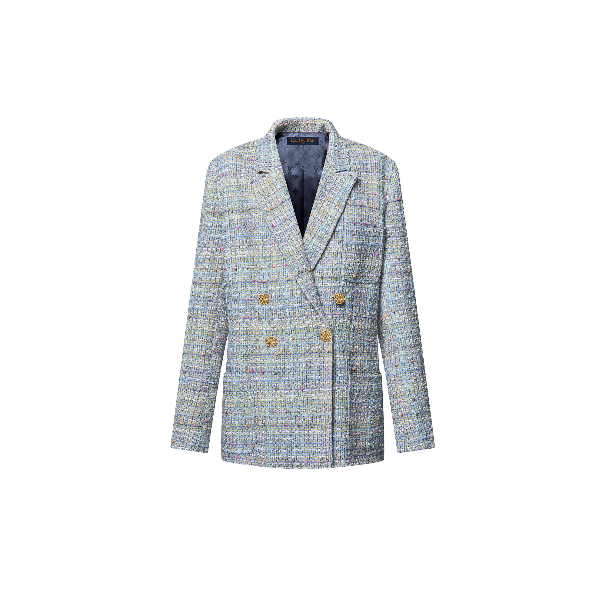 Double-Breasted Tweed Blazer - 1