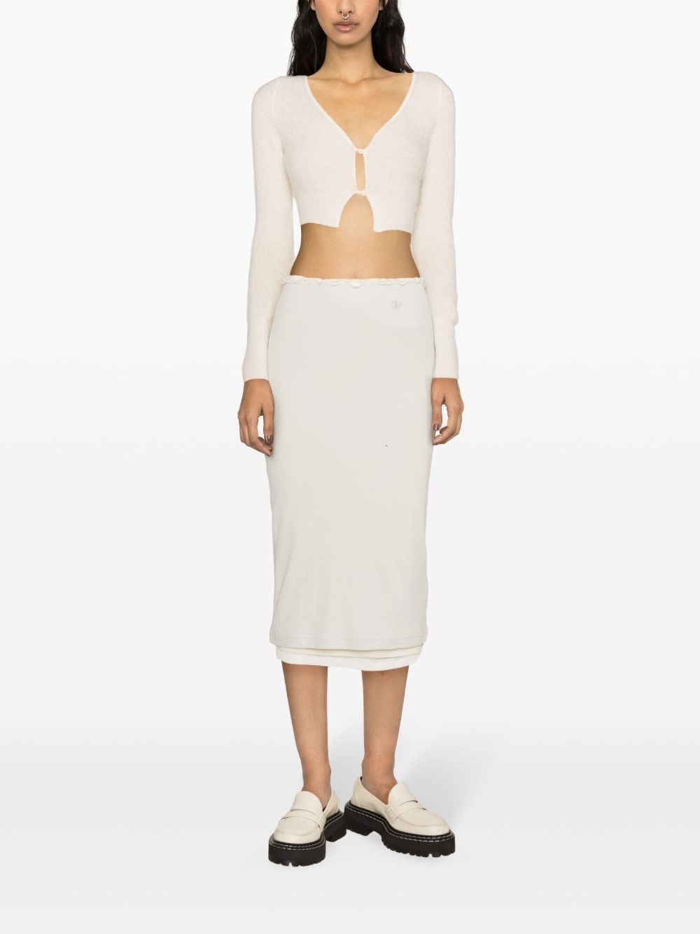 + layered cotton midi skirt - 2