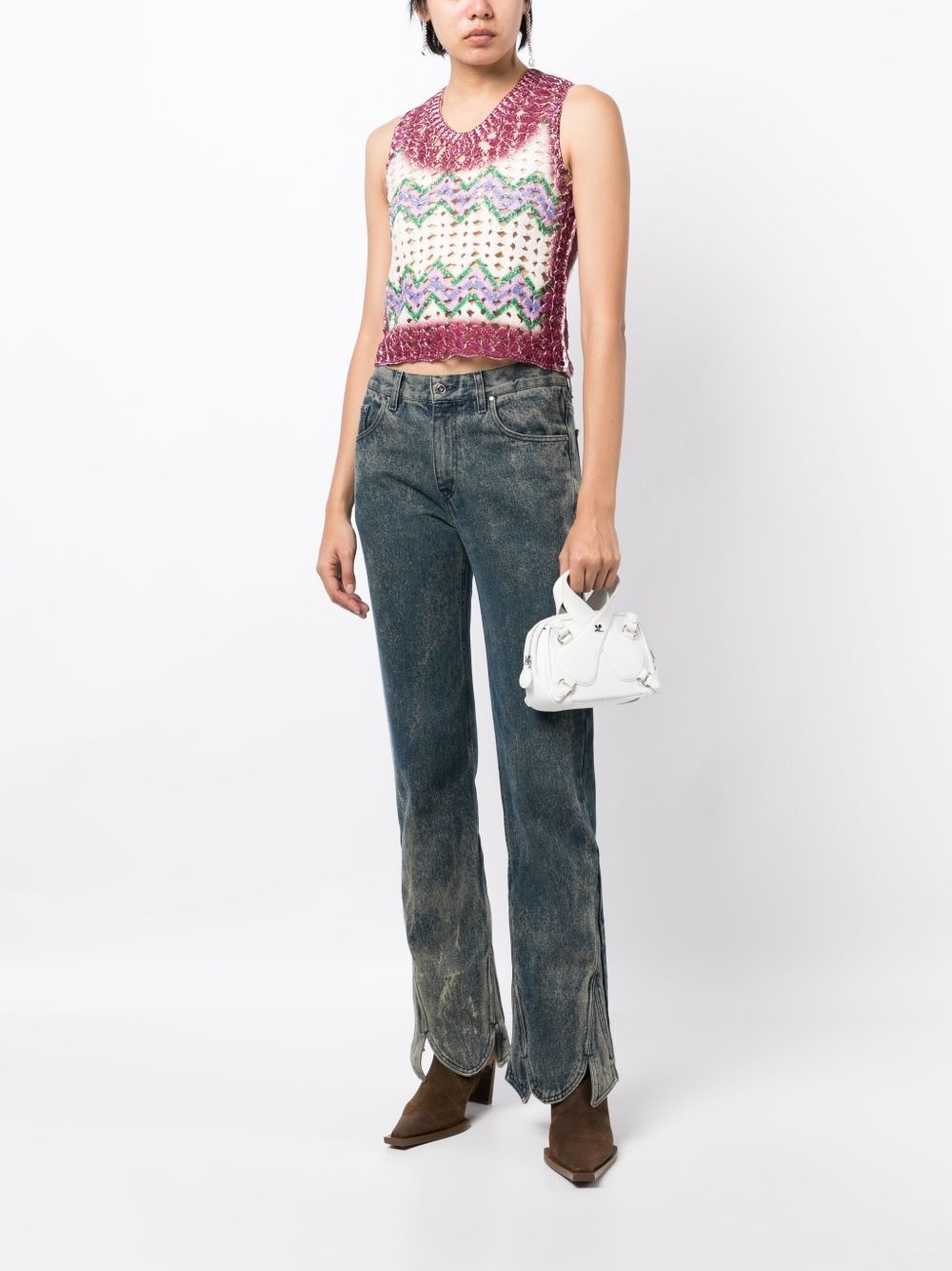 cut-out crew-neck tank top - 2