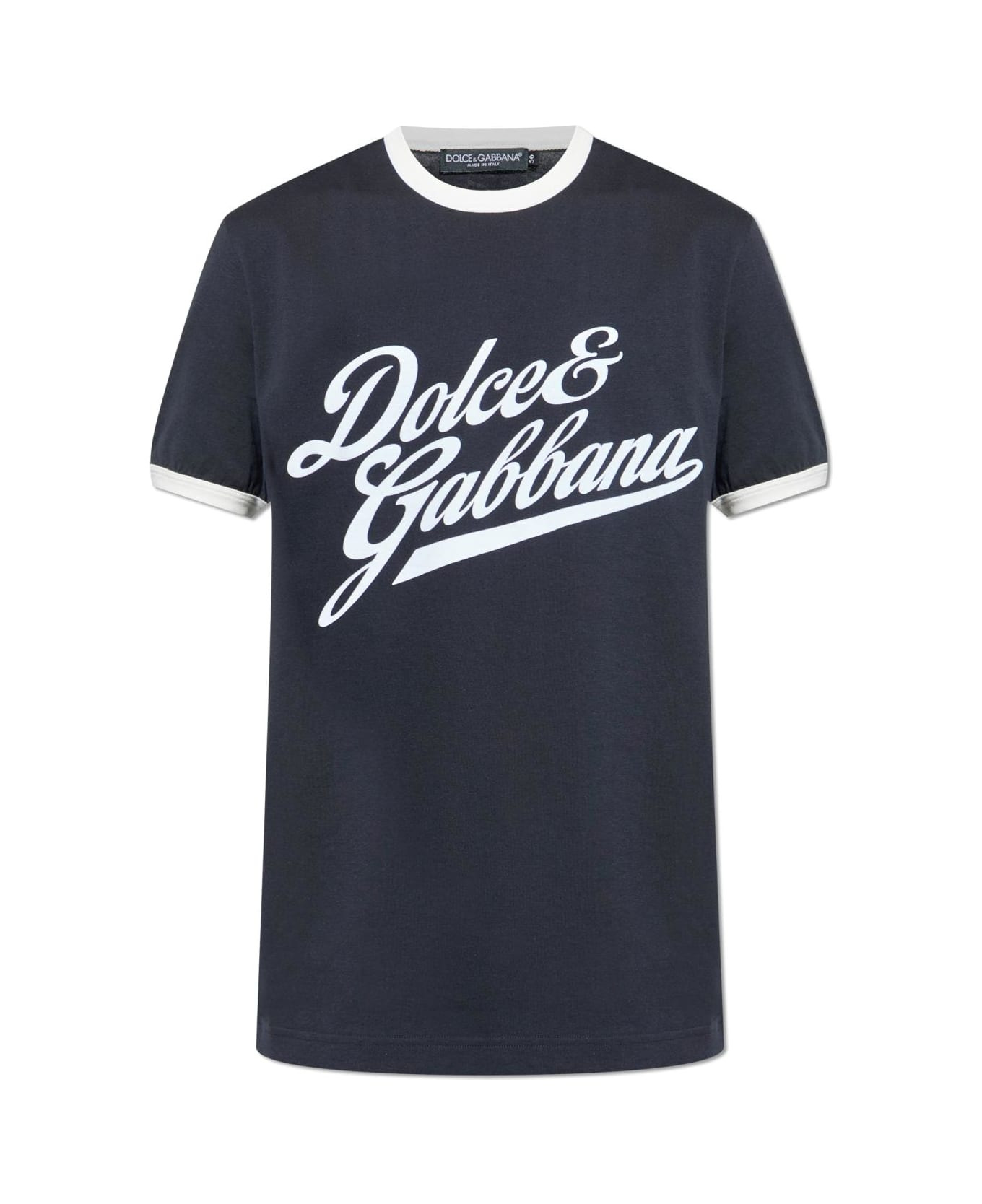 Dolce & Gabbana T-shirt With A Logo And A Velvet Finish - 1