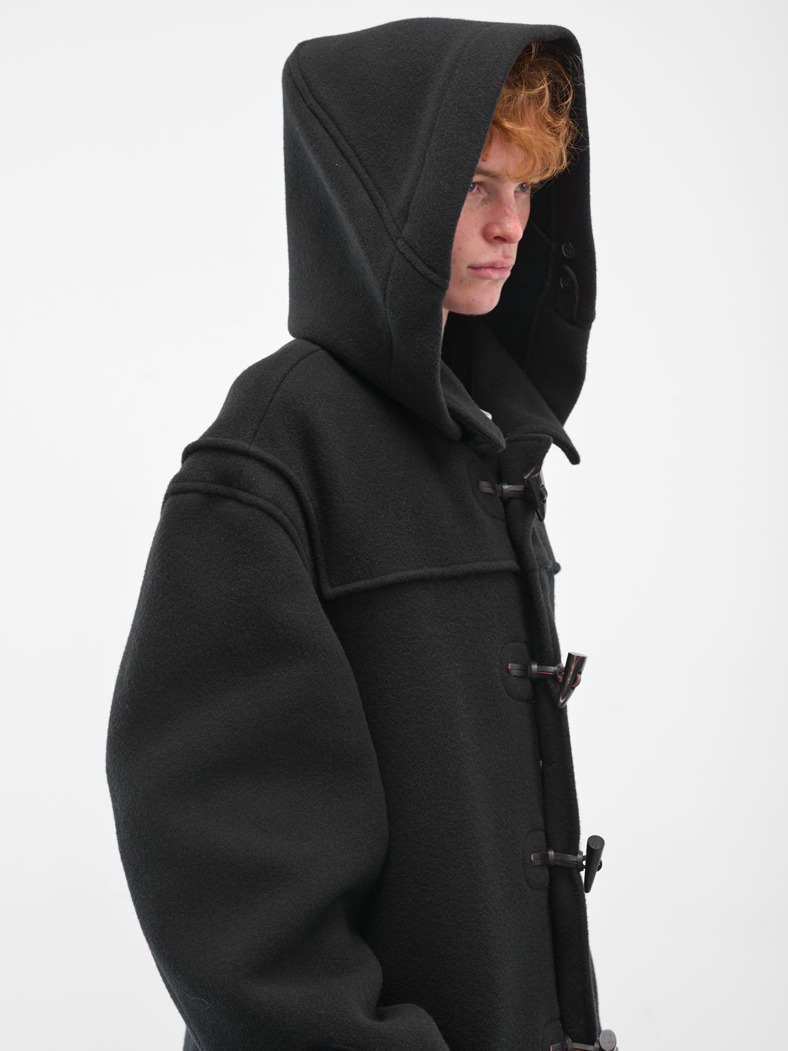 Navy Reversible Wool Duffle Coat - 5