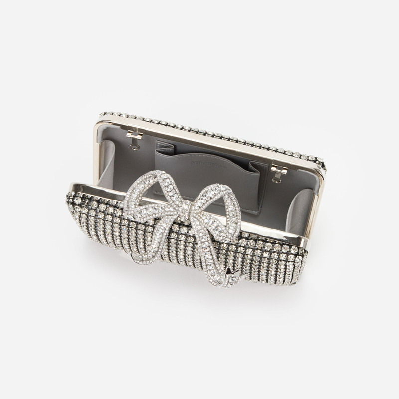 self-portrait Silver Crystal Box Clutch outlook