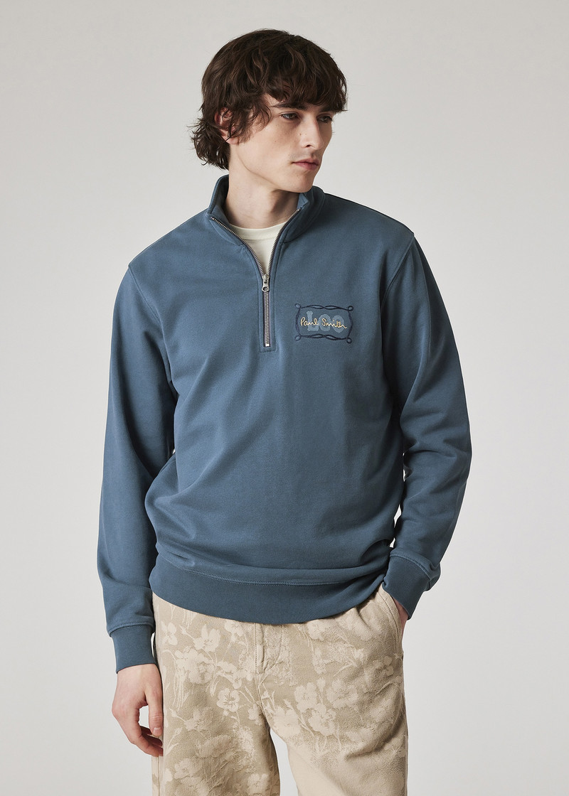 Paul Smith + Lee® Dark Blue Quarter Zip Sweatshirt 4