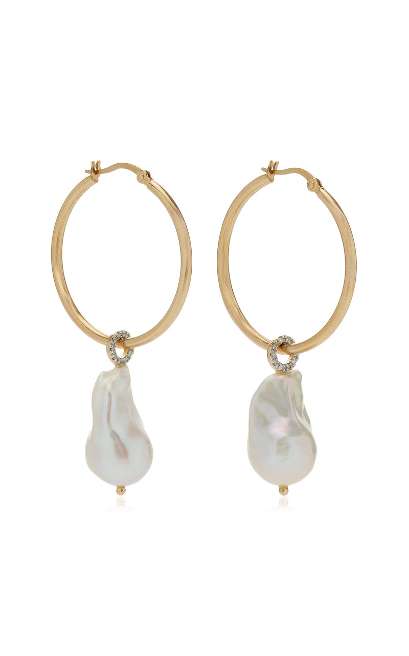 14kt Yellow Gold Pearl And Diamond Earrings white 3