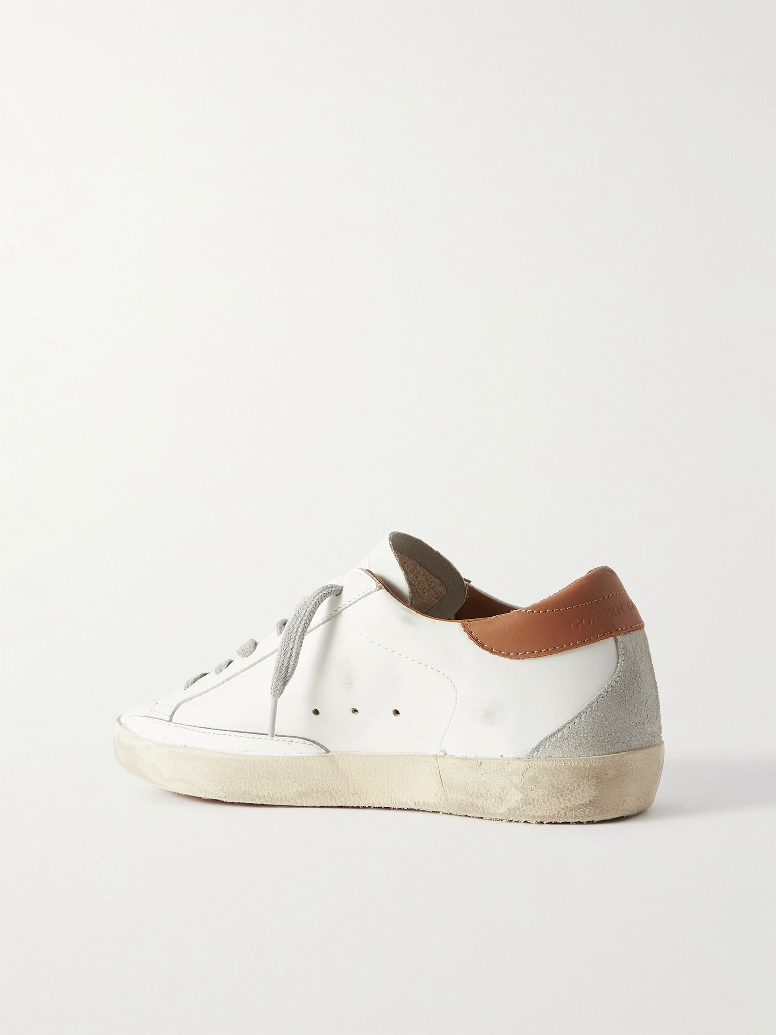 Super-Star suede-trimmed distressed leather sneakers White - 3