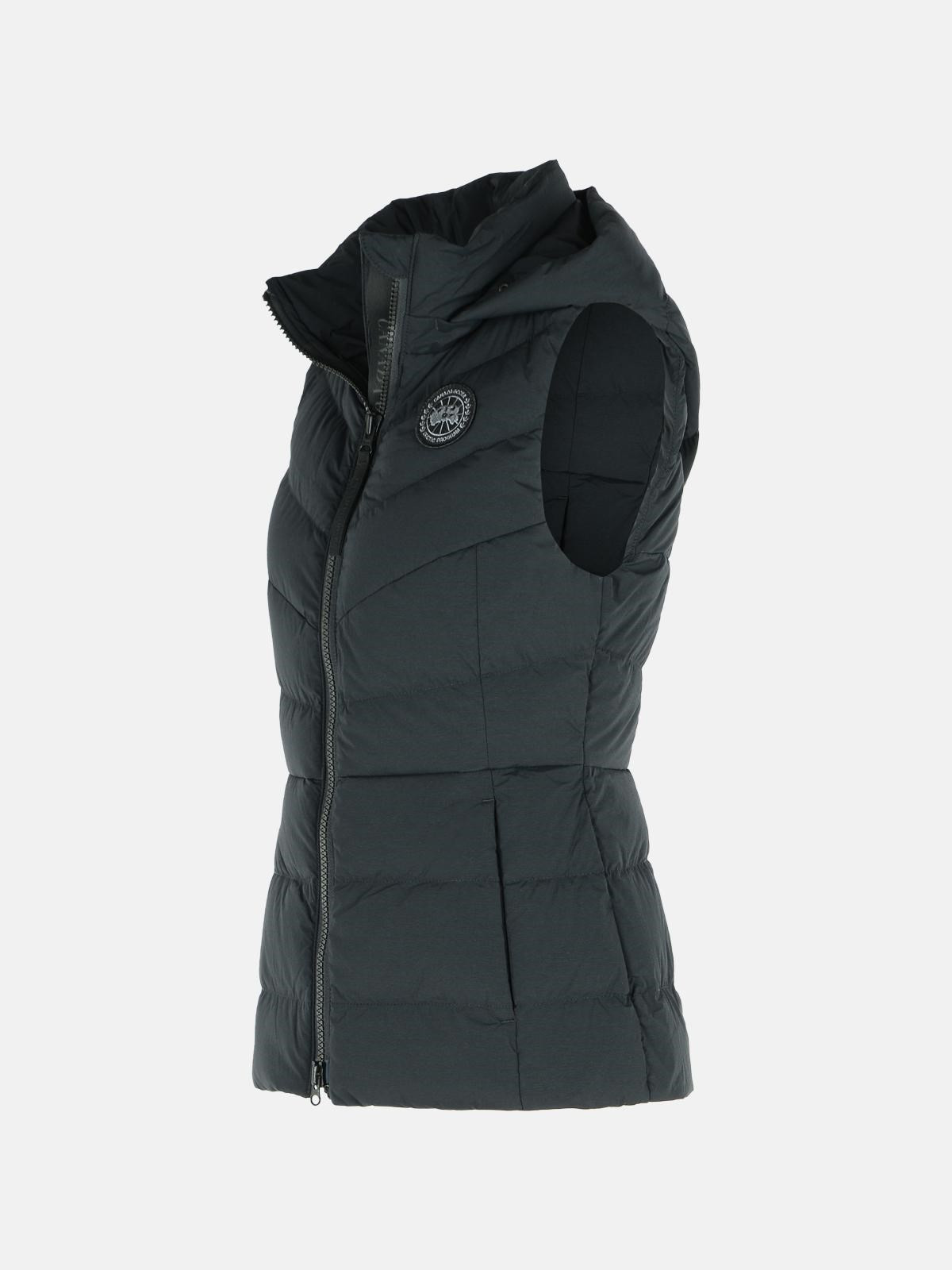 BLACK POLYAMIDE BLEND VEST - 2