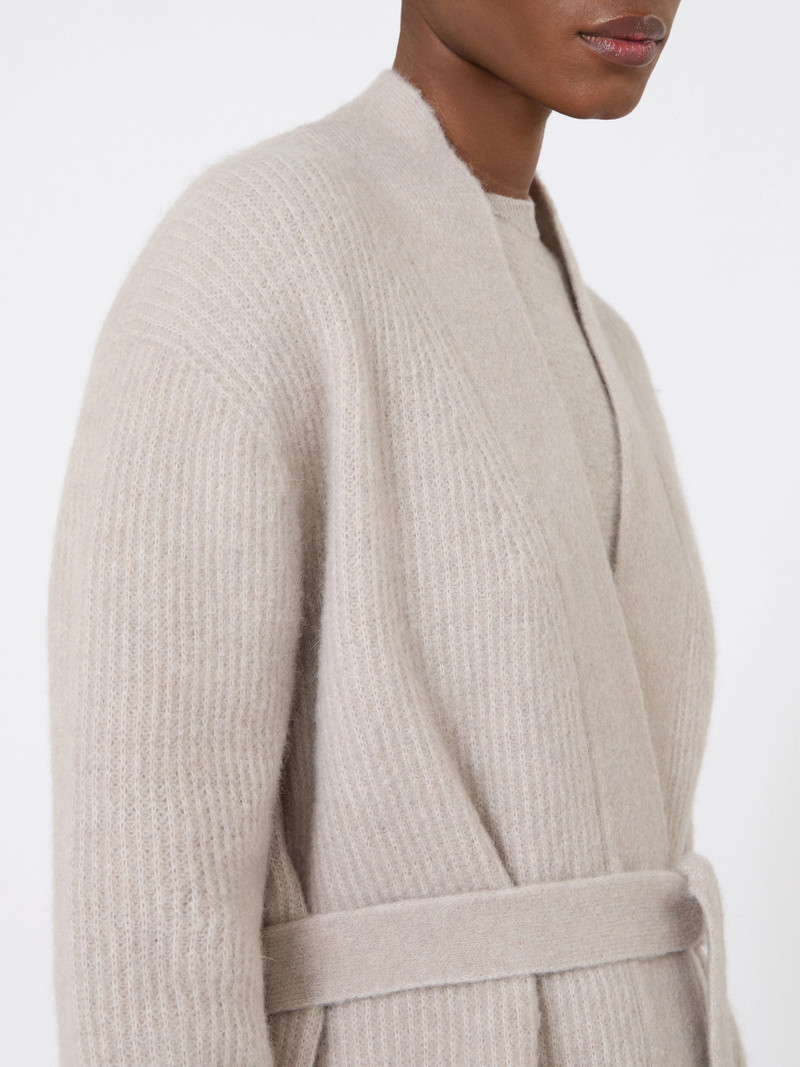 NUVOLE Long alpaca and wool cardigan - SAND 5
