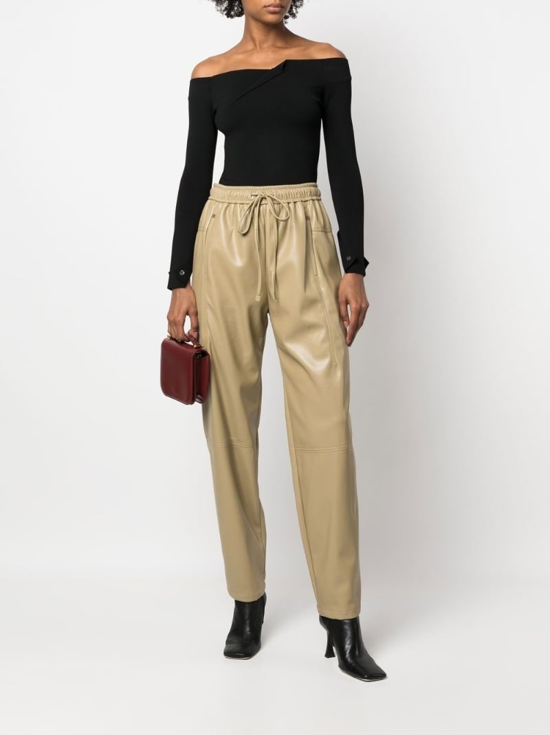 faux-leather drawstring trousers - 2