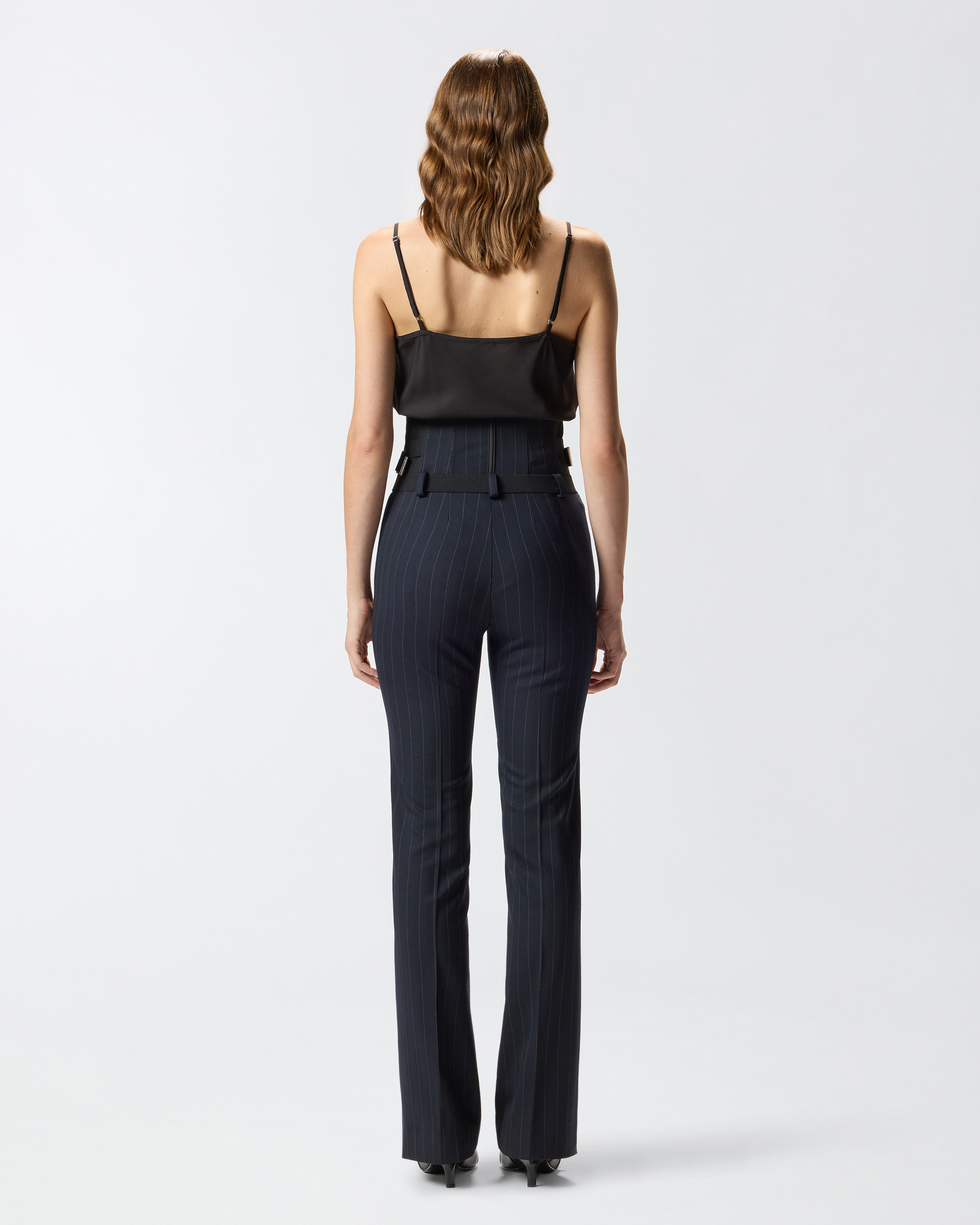 PINSTRIPE POLY WOOL BUSTIER TROUSERS - 4
