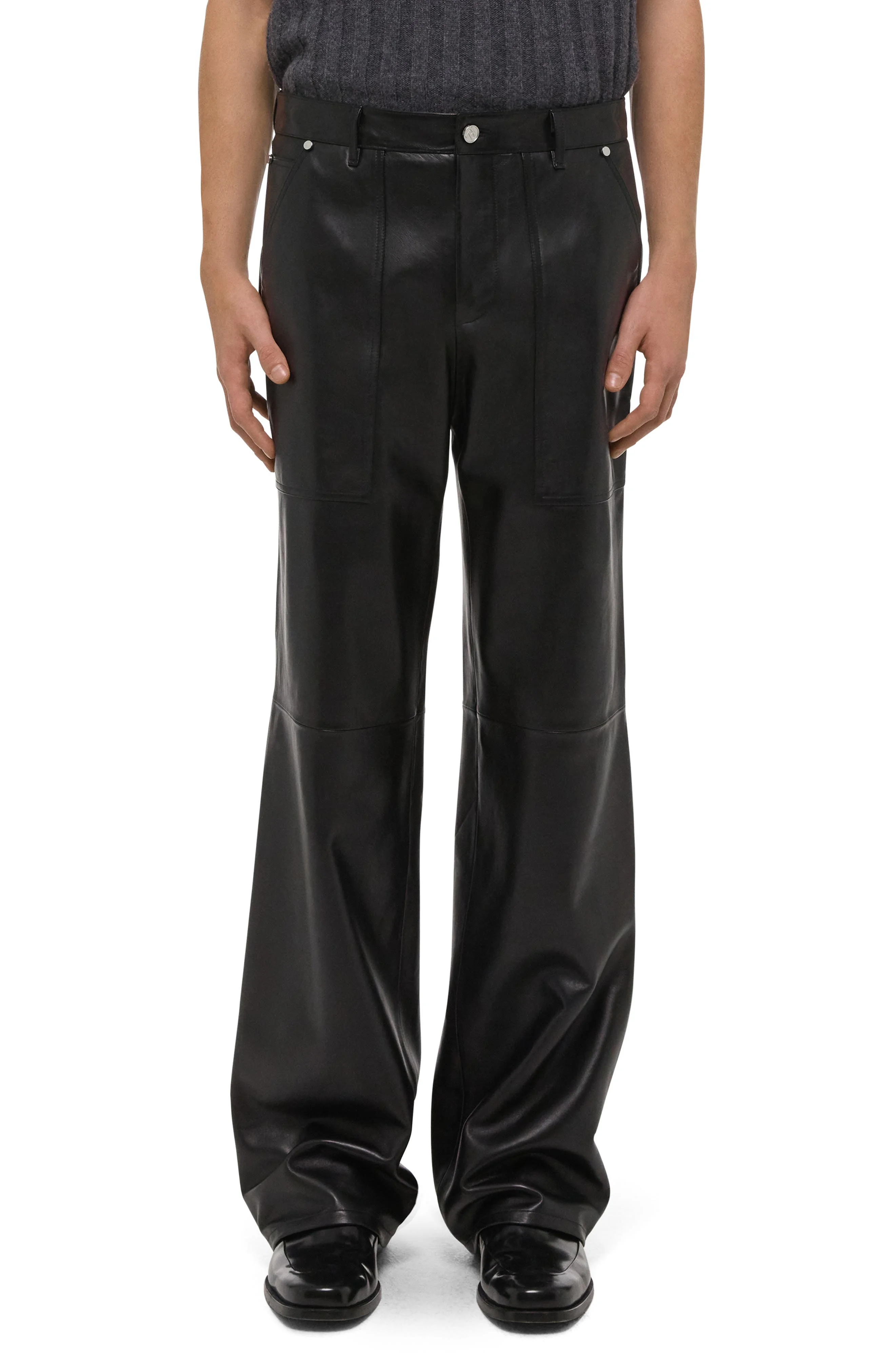 Helmut Lang Bonde Leather Utility Pants in Black/Black at Nordstrom - 1