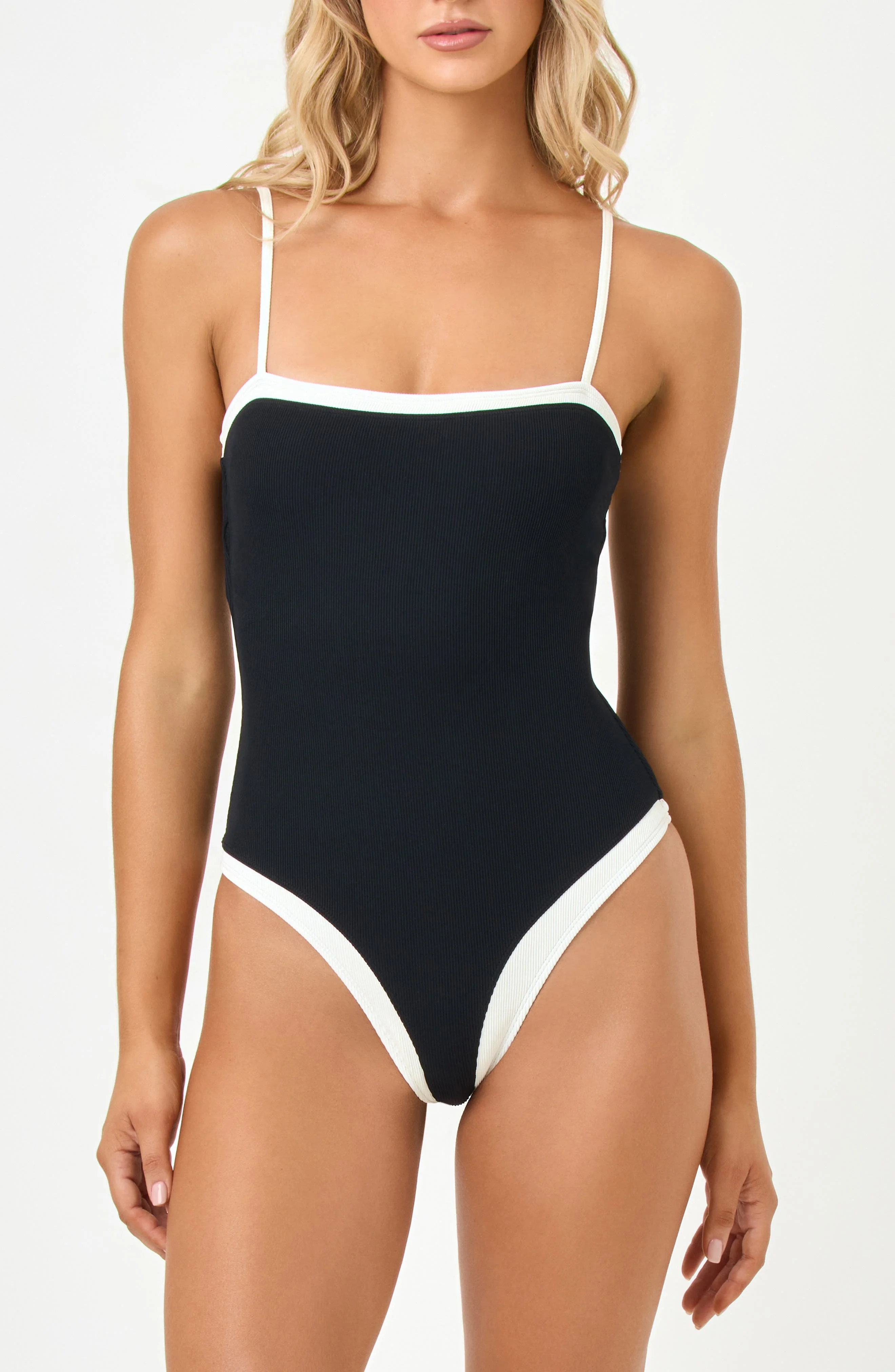 LSPACE Tess Classic One-Piece Swimsuit in Black/Cream at Nordstrom - 1
