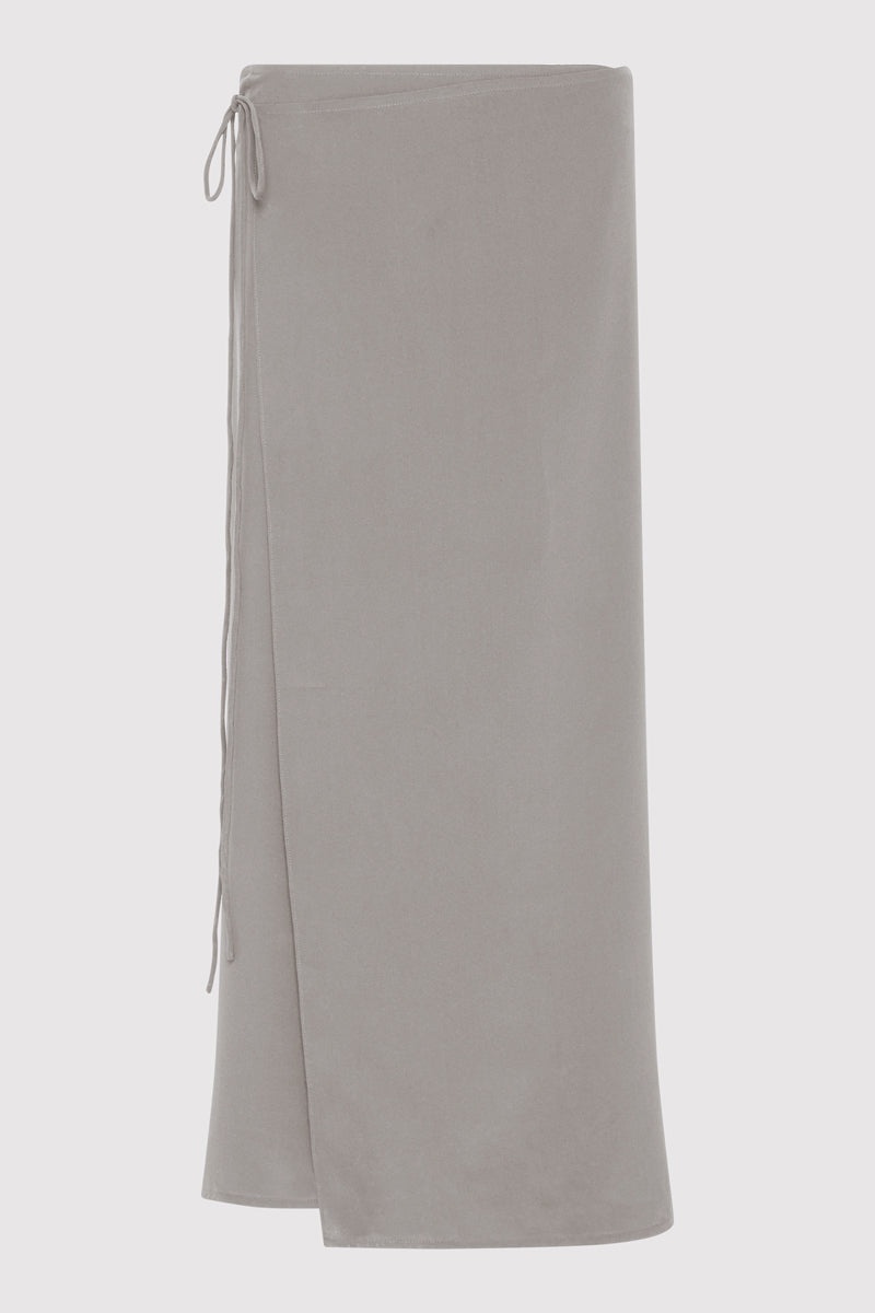 Silk Wrap Tie Skirt - Slate - 1