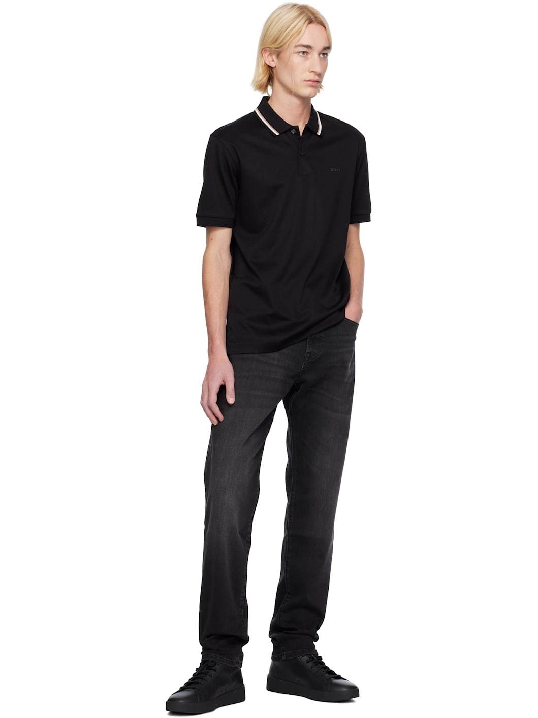 Black Slim-Fit Polo - 4